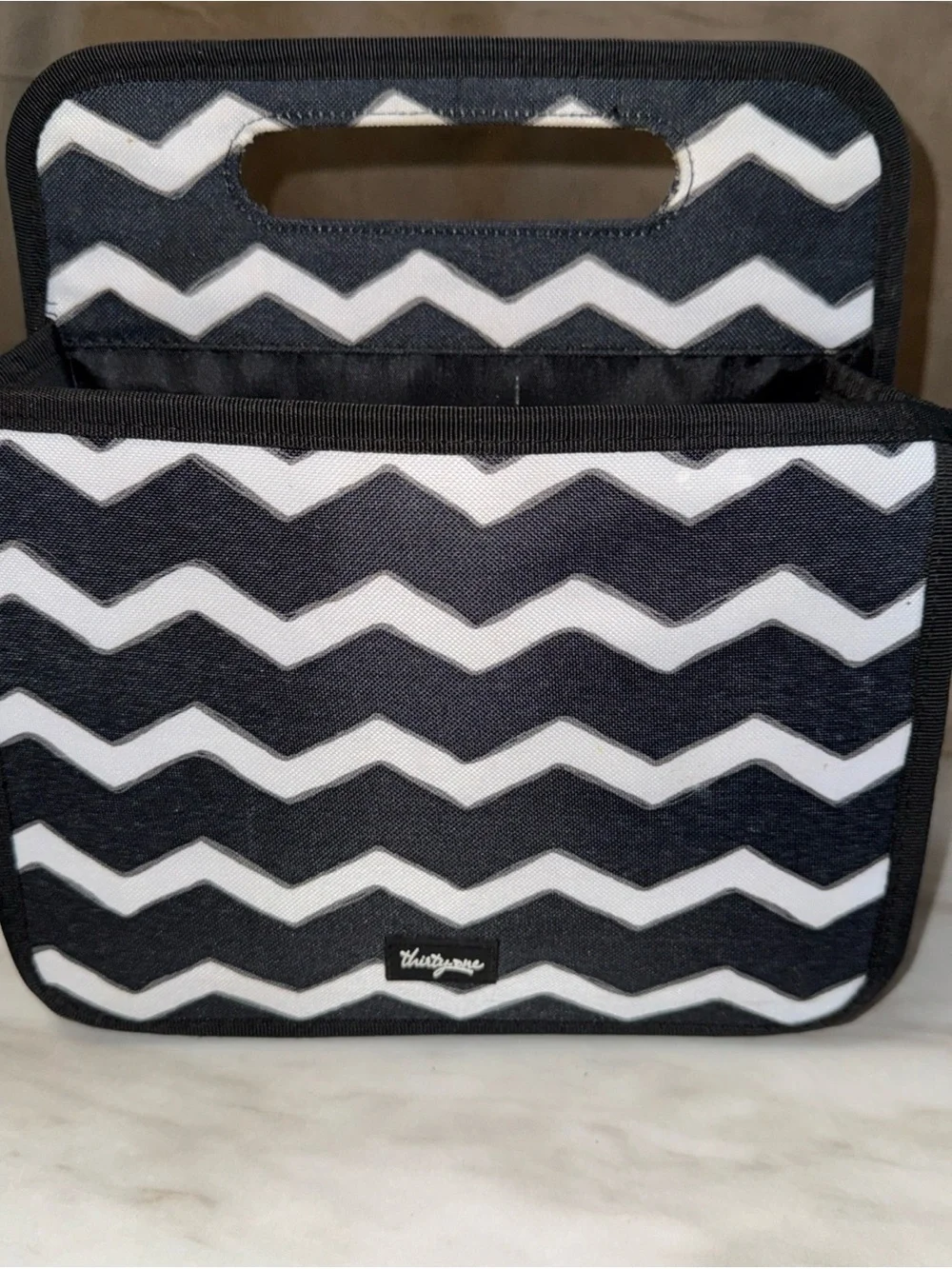 Thirty one black white chevron double sided carry all tote